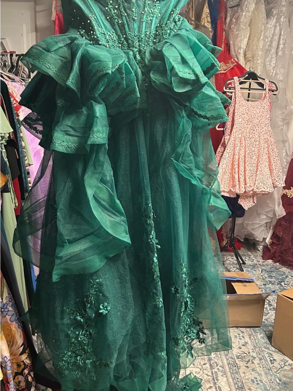 Kids Emerald Green Princess Costume Dress by